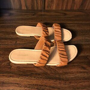 Old Navy Double Strap Scrunchy Flat Sandals Tan / Brown Women's 8